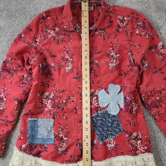 OOAK Magnolia Boho Indie Upcycled Art Jacket Western Country Gypsy Chic Women M - Picture 9 of 16